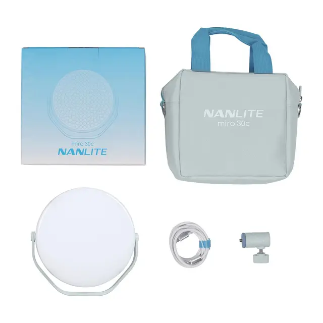 Nanlite Miro 30c LED Round Panel Light Full-color. Mint Blue 