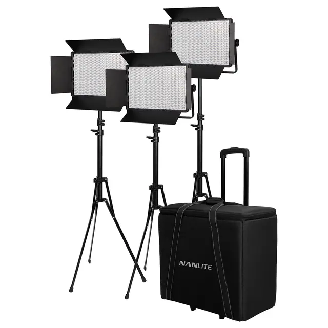 Nanlite 3 Light Kit 1200DSA w/Trolley Case & Light Stand 