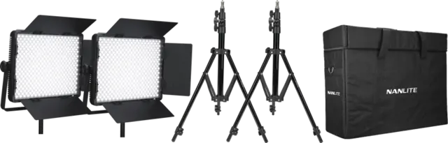 Nanlite 2 Light Kit 900CSA w/Carry Case & Light Stand 
