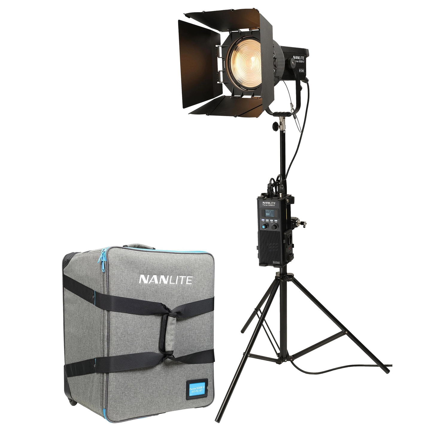 Nanlite Forza 500B II Bi + FL-20G Kit m/Trillekoffert. Bi-Color Bowens Mount