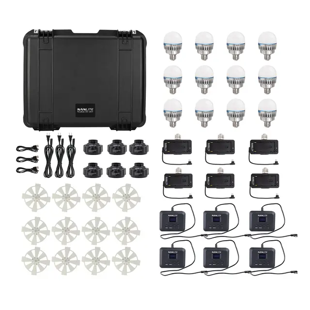 Nanlite PavoBulb 10C 12 LED light kit 2700-7500K. 12 lamper m/hard case E27 