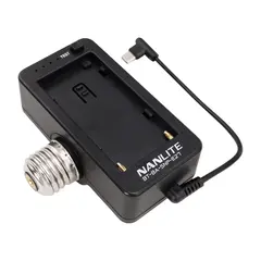Nanlite NP-F Battery Adapter m/E27 sokke For PavoBulb 10C til NP-Fserie batterier