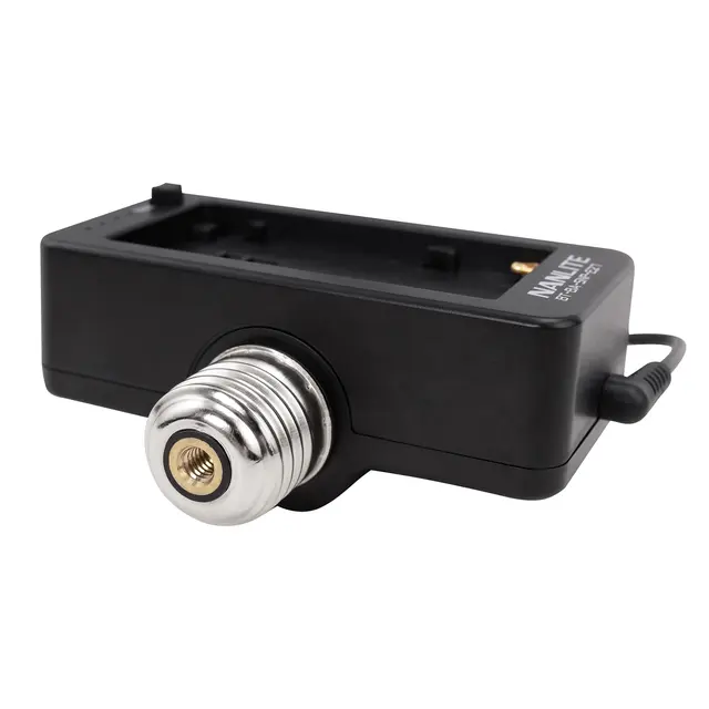 Nanlite NP-F Battery Adapter m/E27 sokke For PavoBulb 10C til NP-Fserie batterier 