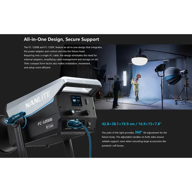 Nanlite FC-1200B LED Bi-color Spotlight 2700-6500K. DMX/RDM. 1350W 