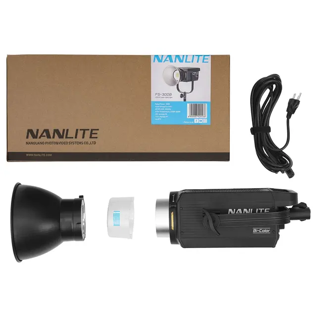 Nanlite FS-300B LED Bi-color Spot Light 2700-6500K. LED lampe, strømdrevet, 350W 