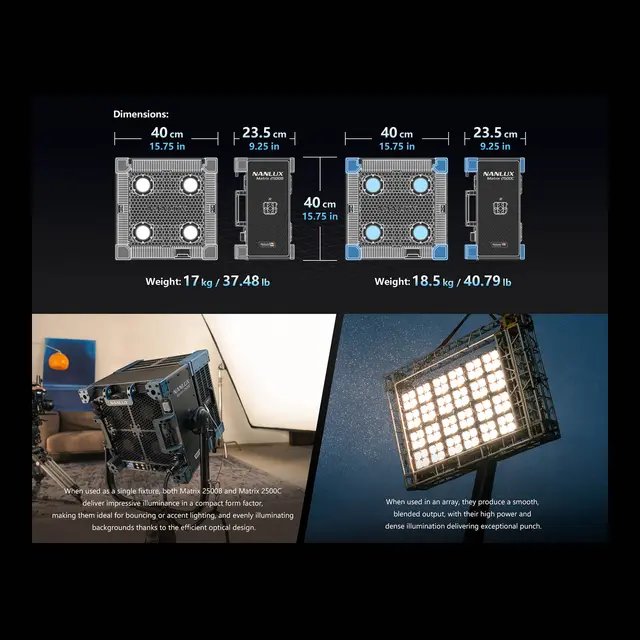 Nanlux Evoke Matrix 2500B Bi-color Multi-Source Spot Light Kit. Flight Case 