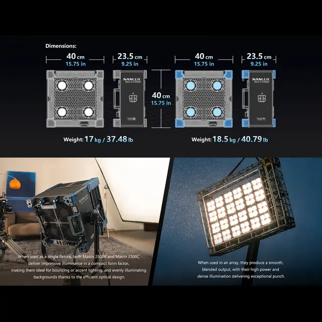 Nanlux Evoke Matrix 2500C Full-color Multi-Source Spot Light Kit. Flight Case 