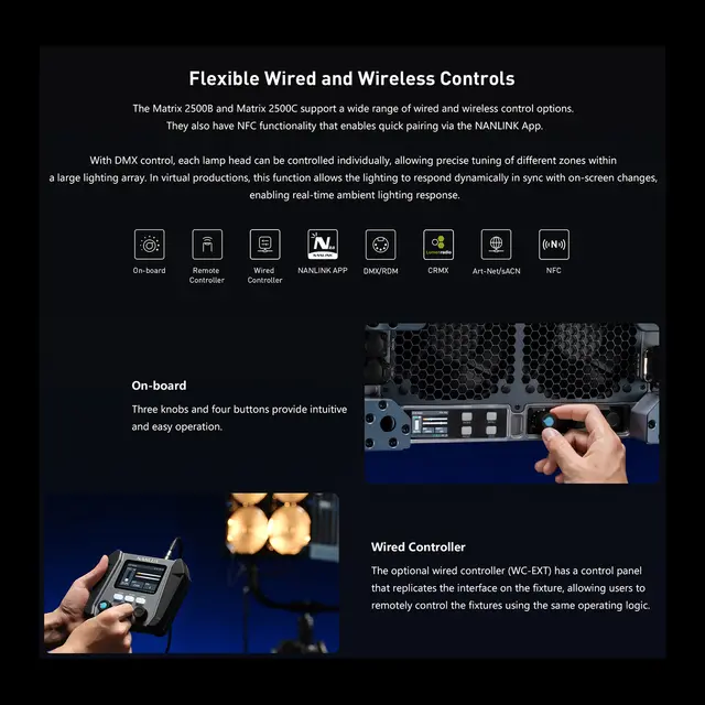 Nanlux Evoke Matrix 2500C Full-color Multi-Source Spot Light Kit. Flight Case 