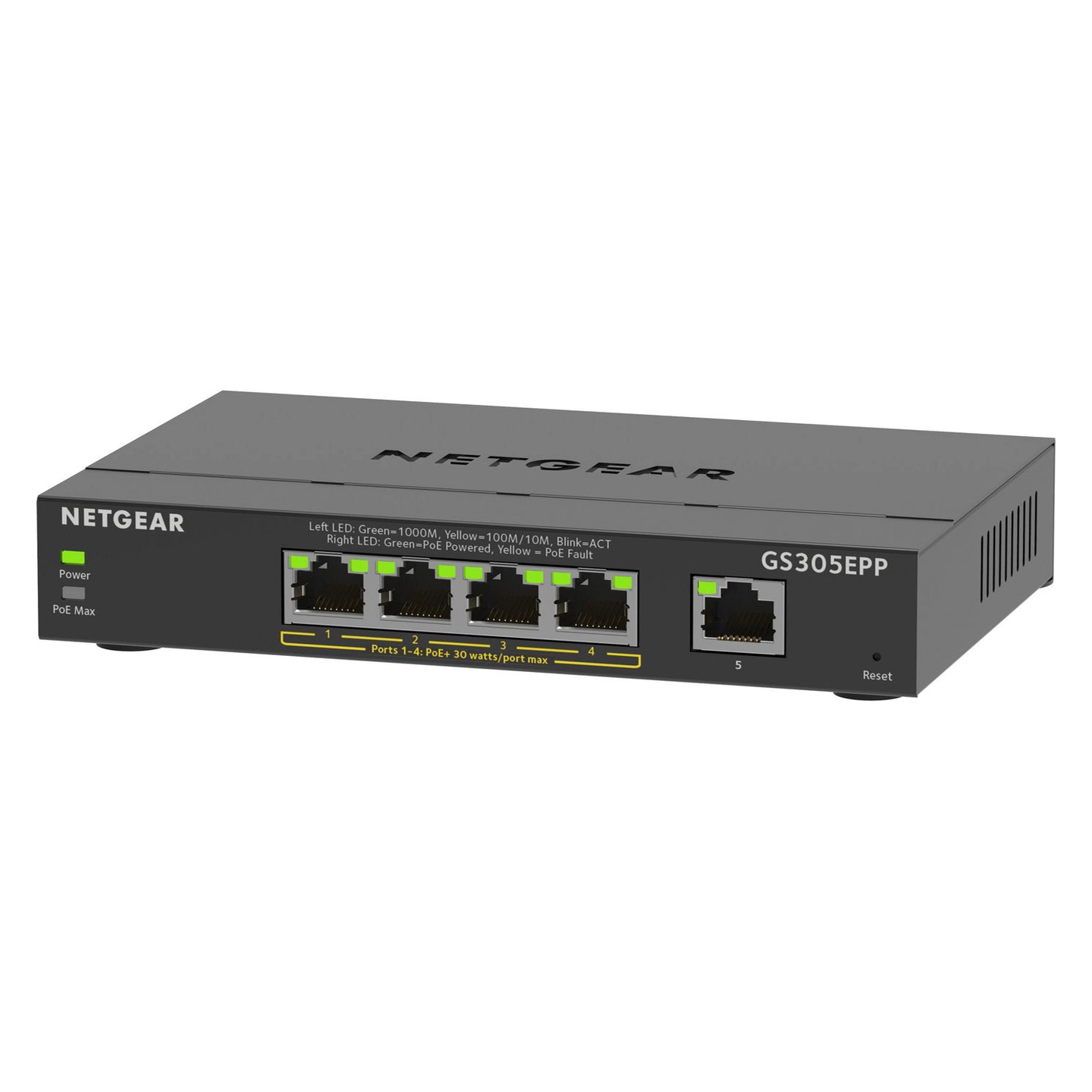 Netgear 5PT GE Plus Switch W/HI-PWR POE+ 5-Port Gigabit Ethernet High-Power PoE+