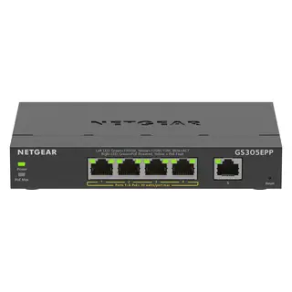 Netgear 5PT GE Plus Switch W/HI-PWR POE+ 5-Port Gigabit Ethernet High-Power PoE+