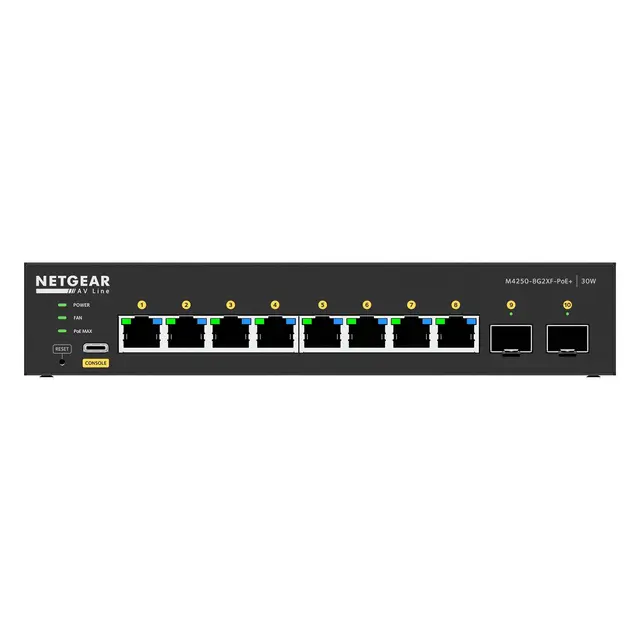 Netgear AV Line M4250-8G2XF-PoE+ 8x1G PoE+ 220W 2xSFP+ Managed Switch 