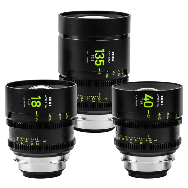 NiSi Athena Cine Lens Set Prime PL-Mount 18/40/135mm, T2.2/1.9 + Hardcase 
