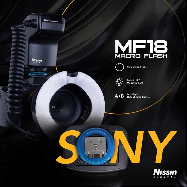 Nissin Macro Ring Flash MF18 Sony Makro ringblits 