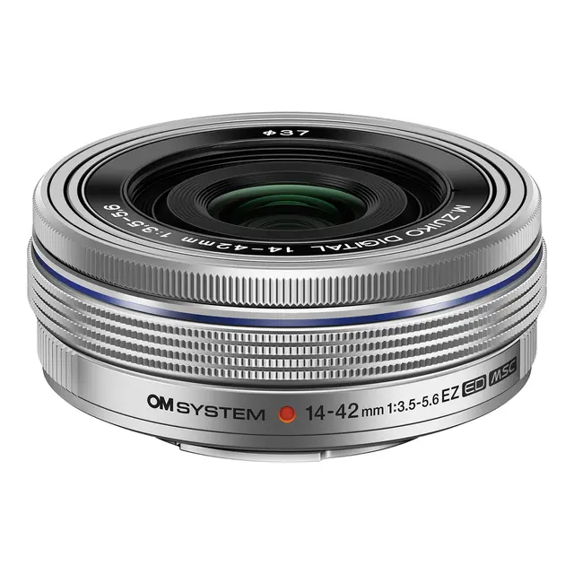 OM SYSTEM M.Zuiko ED 14-42mm f/3.5-5.6EZ Pancake Zoom. Silver 