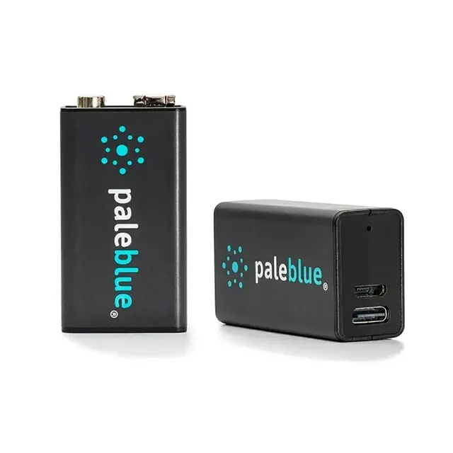 Pale Blue Oppladbare Li-Ion 9V Batterier 2-pack oppladbare 9V med USB-C ladekabel 