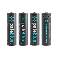 Pale Blue Oppladbare Li-Ion AA Batterier 4-pack oppladbare AA. m/ USB-C ladekabel