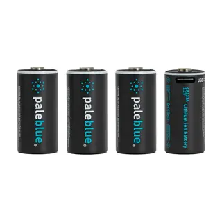 Pale Blue CR123 Oppladbare Batterier 4-pack med USB-C ladekabel