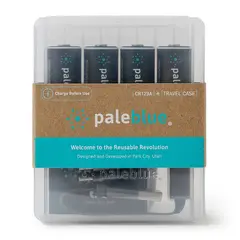 Pale Blue CR123 Oppladbare Batterier 4-pack med USB-C ladekabel