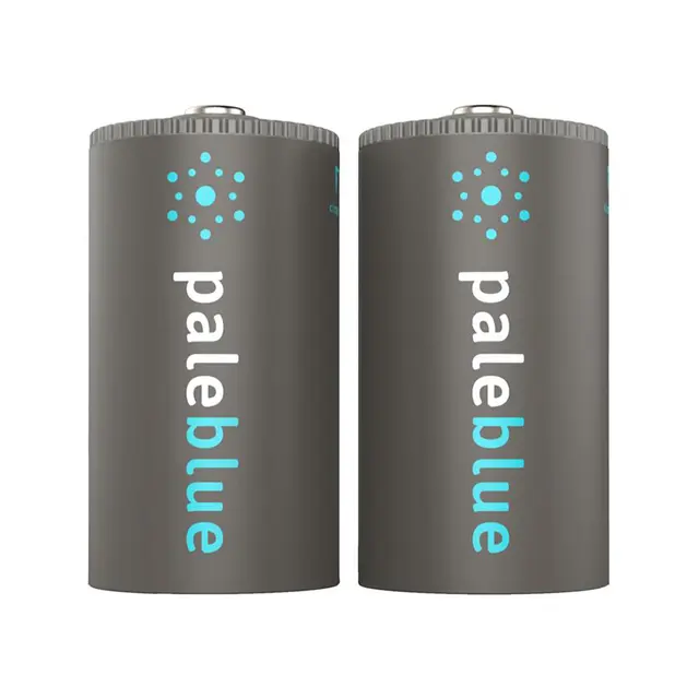 Pale Blue Oppladbare Li-Ion D Batterier 2-pack oppladbare D med ladekabel 