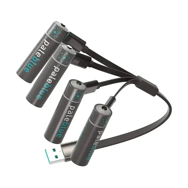 Pale Blue Sustainability Kit 8xAA/8xAAA Oppladbare batterier. m/USB-C ladekabler 