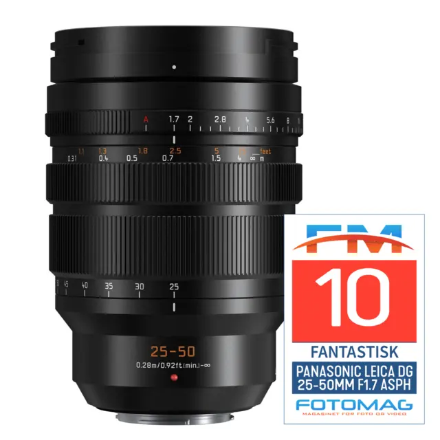 Panasonic Leica DG 25-50mm f/1.7 ASPH Vario-Summilux. Tilsv 50-100mm 