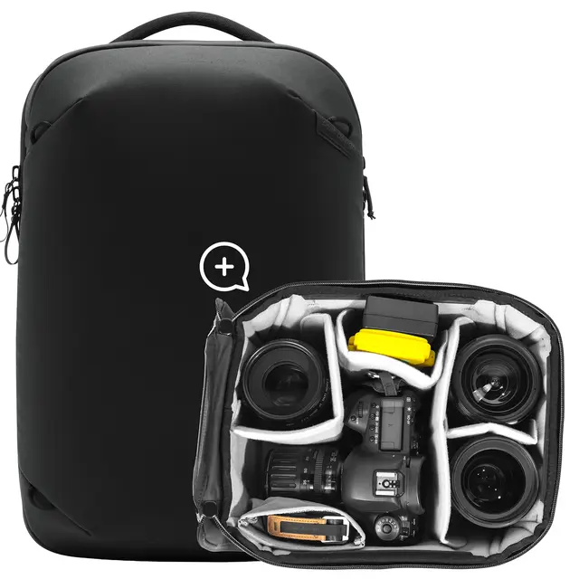 Peak Design Travel Backpack 20L w/Cube 20L. Black. w/Camera Cube (S-Medium) 