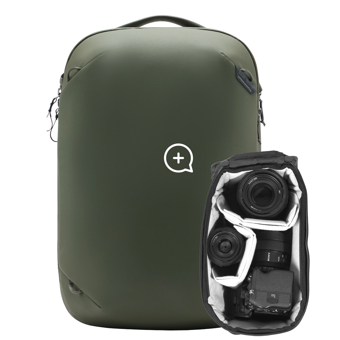 Peak Design Travel Backpack 20L w/Cube 20L. Sage. w/Camera Cube (Small)