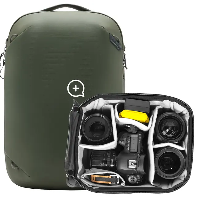 Peak Design Travel Backpack 20L w/Cube 20L. Sage. w/Camera Cube (S-Medium) 