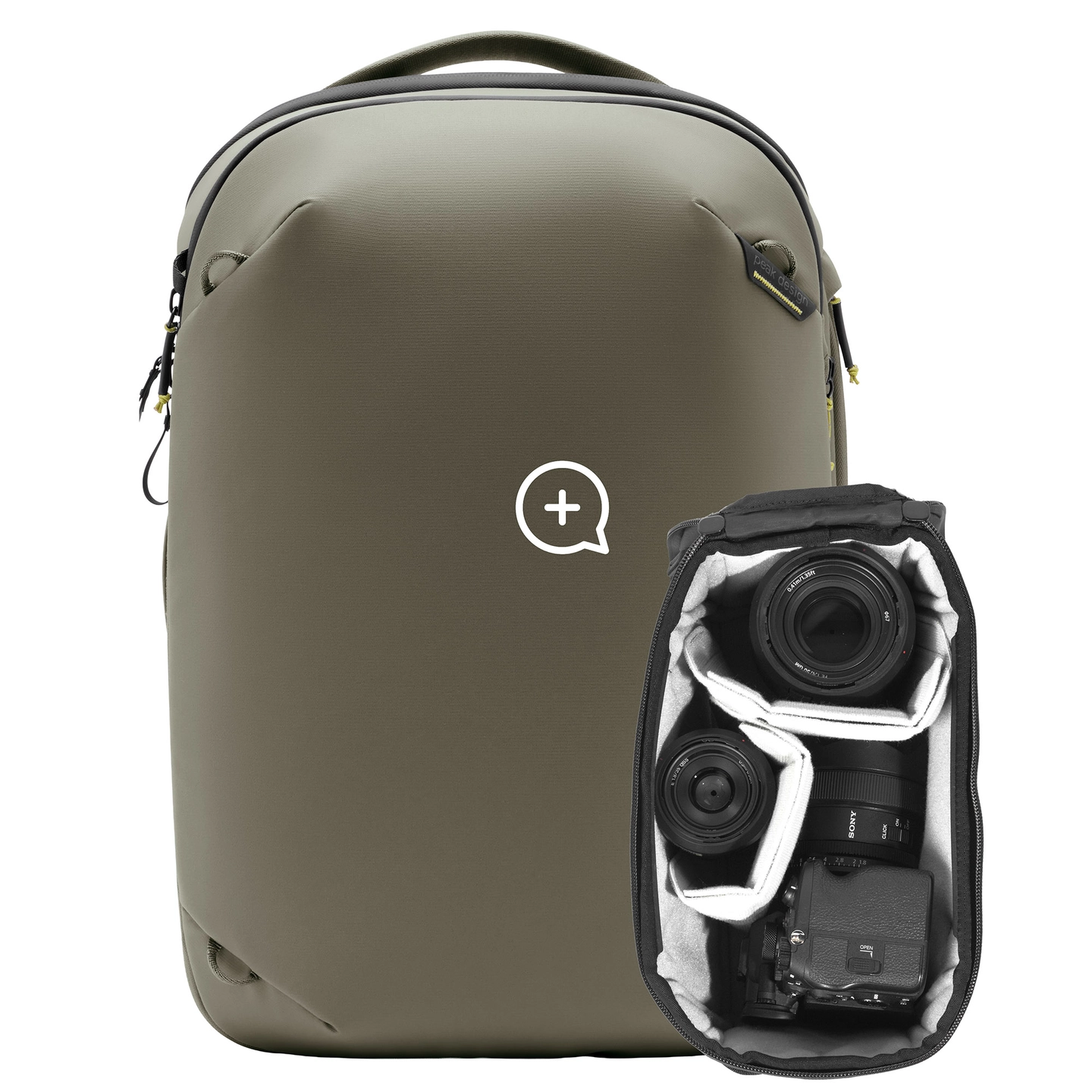Peak Design Travel Backpack 20L w/Cube 20L. Stone. w/Camera Cube (Small)
