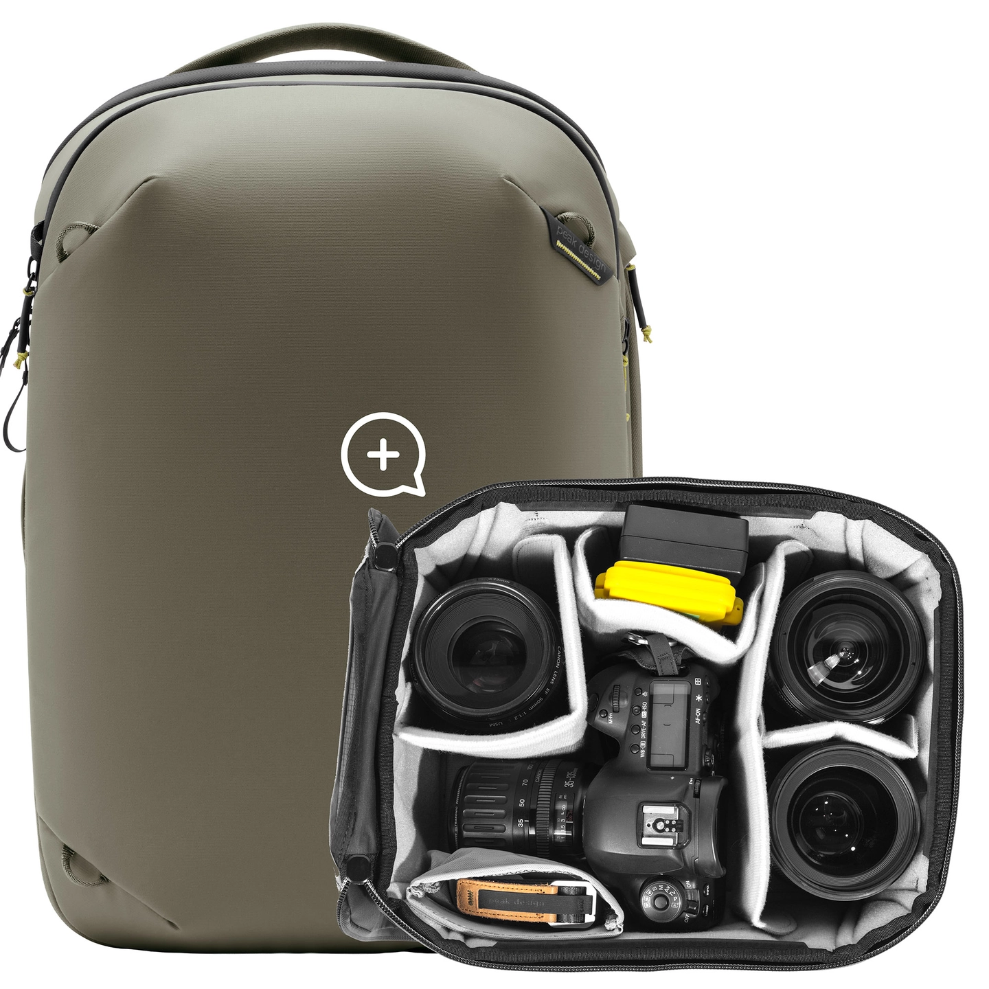 Peak Design Travel Backpack 20L w/Cube 20L. Stone. w/Camera Cube (S-Medium)
