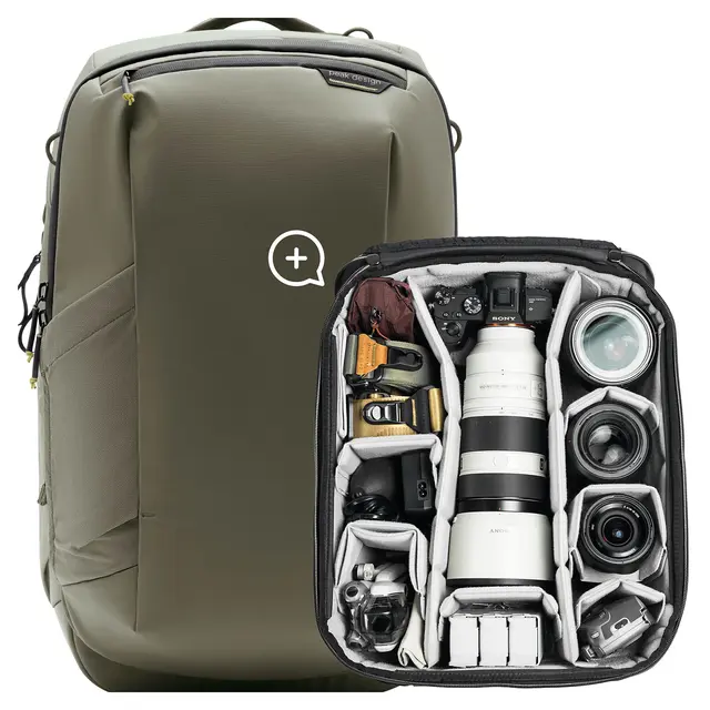 Peak Design Travel Backpack 2-in-1 Cube 40L. Stone. w/Camera Cube (X-Large) 