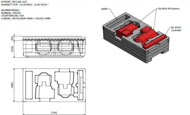 Peli™ Air Case 1615 til Canon CR-500 For Canon PTZ. 2x CR-N500 - 1x IP-R100 