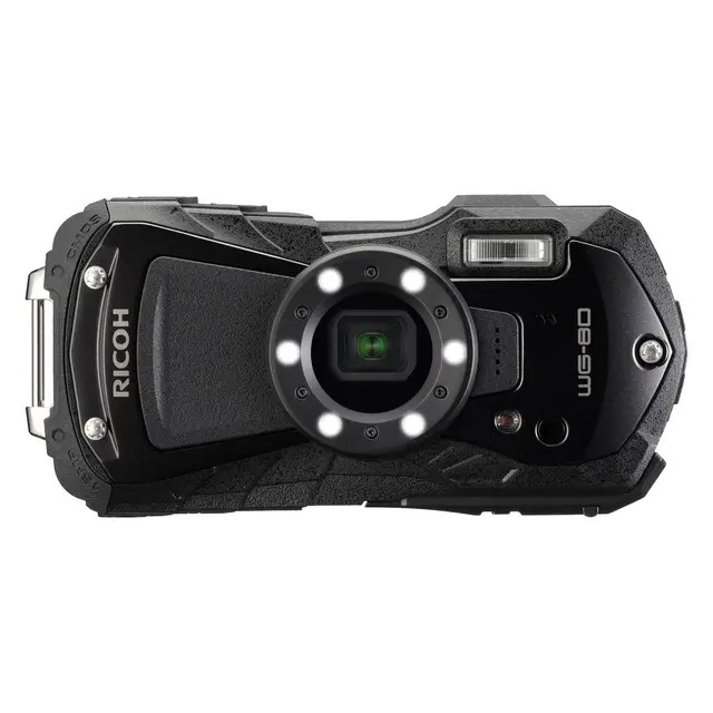 Ricoh WG-80 Black Kompaktkamera med ringblits. Sort 