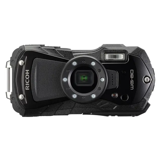 Ricoh WG-80 Black Kompaktkamera med ringblits. Sort 