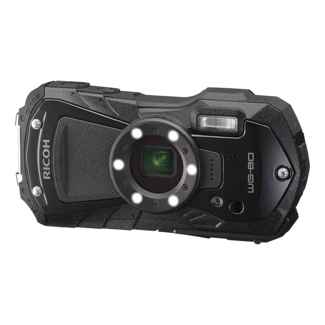 Ricoh WG-80 Black Kompaktkamera med ringblits. Sort 