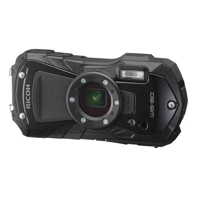 Ricoh WG-80 Black Kompaktkamera med ringblits. Sort 