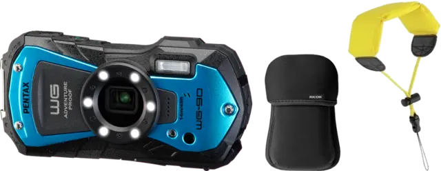 Ricoh WG-90 Blue Kit m/rem og etui Vanntett (14m) støtsikkert kompaktkamera 