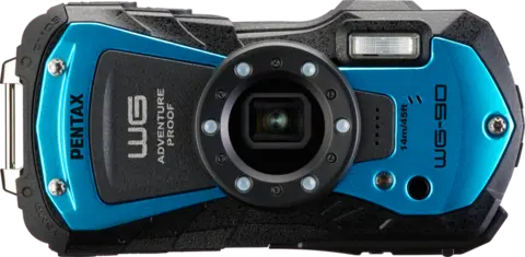 Pentax WG-90 Blue Kit m/rem og etui Vanntett (14m) st&#248;tsikkert kompaktkamera