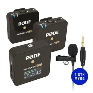 Røde Wireless GO II + 2 Lavallier mic Pakke med 2 stk. Røde Lavalier GO Mygg