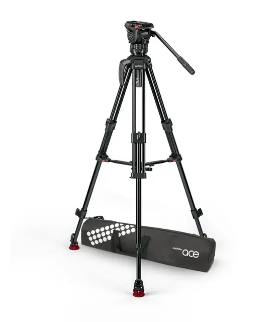 Sachtler Ace XL AL MS Mk II Alu Stativ Fluid head Tripod Mid-Spreader Bag, 8 kg 