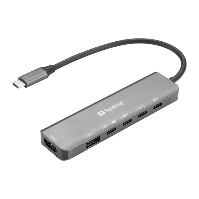 Sandberg USB-C 6-in-1 MediaDock USB-C Hub HDMI, USB-C, PD 100W 