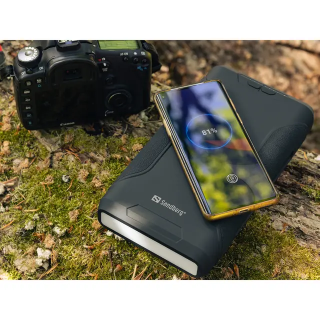 Sandberg Survivor Powerbank 7in1 PD 72000 mAh 2x USB-C, Lykt Rød/Hvitt lys 
