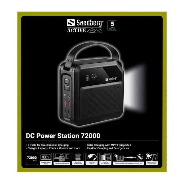 Sandberg DC Power Station 72000 Mobil batteristasjon, 72000 mAh 100W PD 