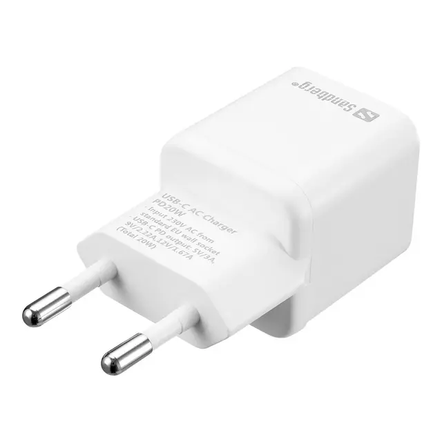 Sandberg USB-C AC Charger PD20W EU PD-strømforsyning Max 20W 1 x USB-C 