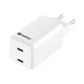 Sandberg AC Charger Dual USB-C PD65W EU PD-str&#248;mforsyning Max 65W
