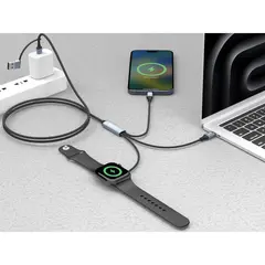 Sandberg 3-in-1 Travel Charge Cable 100W 1,2m kabel USB-C + A - USB-C Apple Watch