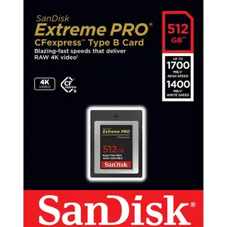 Sandisk 512GB CFexpress B Extreme PRO 512GB  R1700MB/s W 1400MB/s