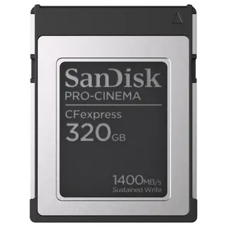 Sandisk 320GB CFexpress Type B ProCinema 320GB. R1700MB/s W 1400MB/s