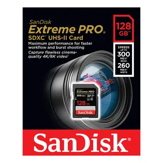 Sandisk SDXC Extreme Pro 128GB V90 128GB Minnekort. 300MB/s UHS-II V90