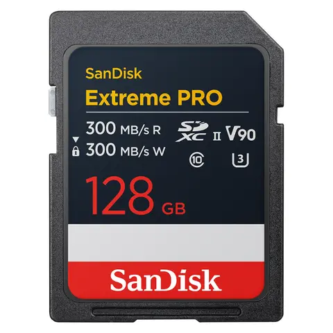 Sandisk SDXC Extreme Pro 128GB V90 128GB. UHS-II. R:300/W:300